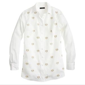 J Crew Bullion Hearts Button Down Shirt